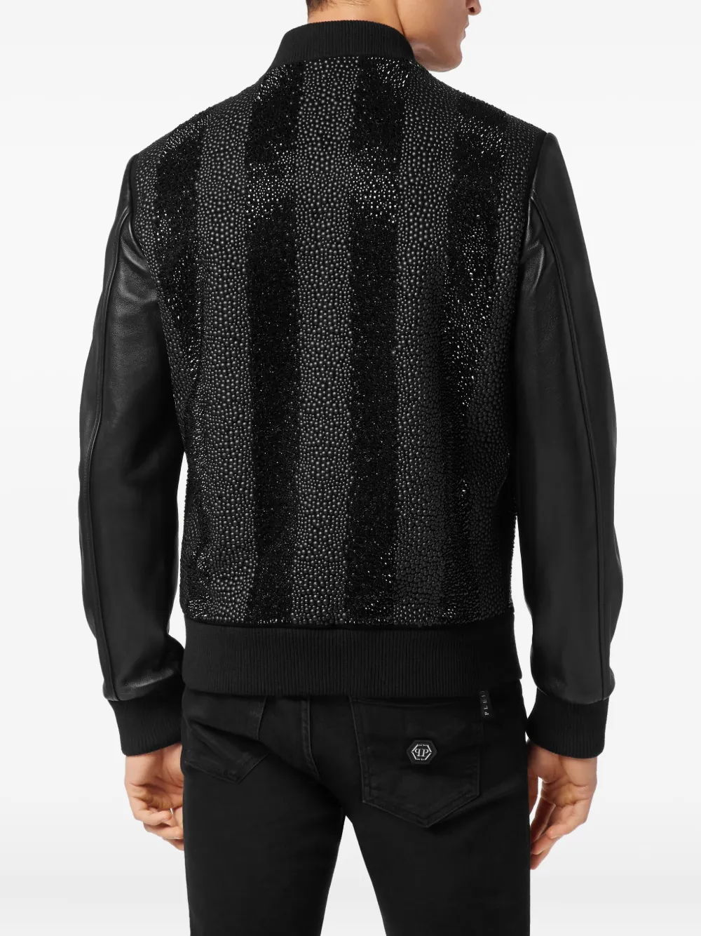 Philipp Plein Verfraaid bomberjack Zwart