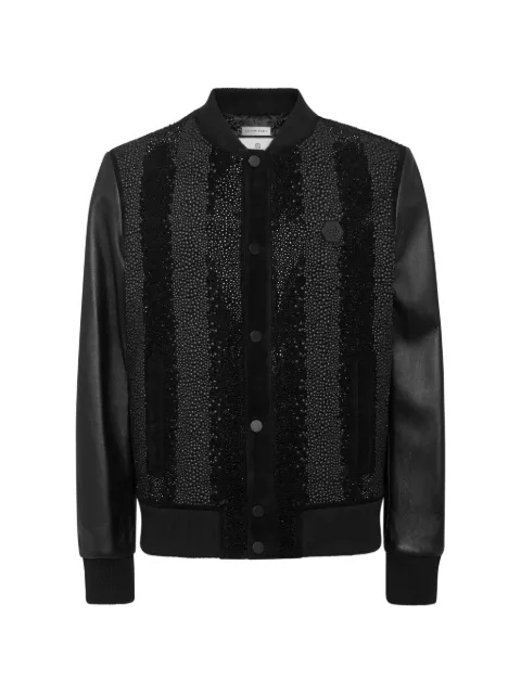 Philipp Plein suede bomber jacket LS strass