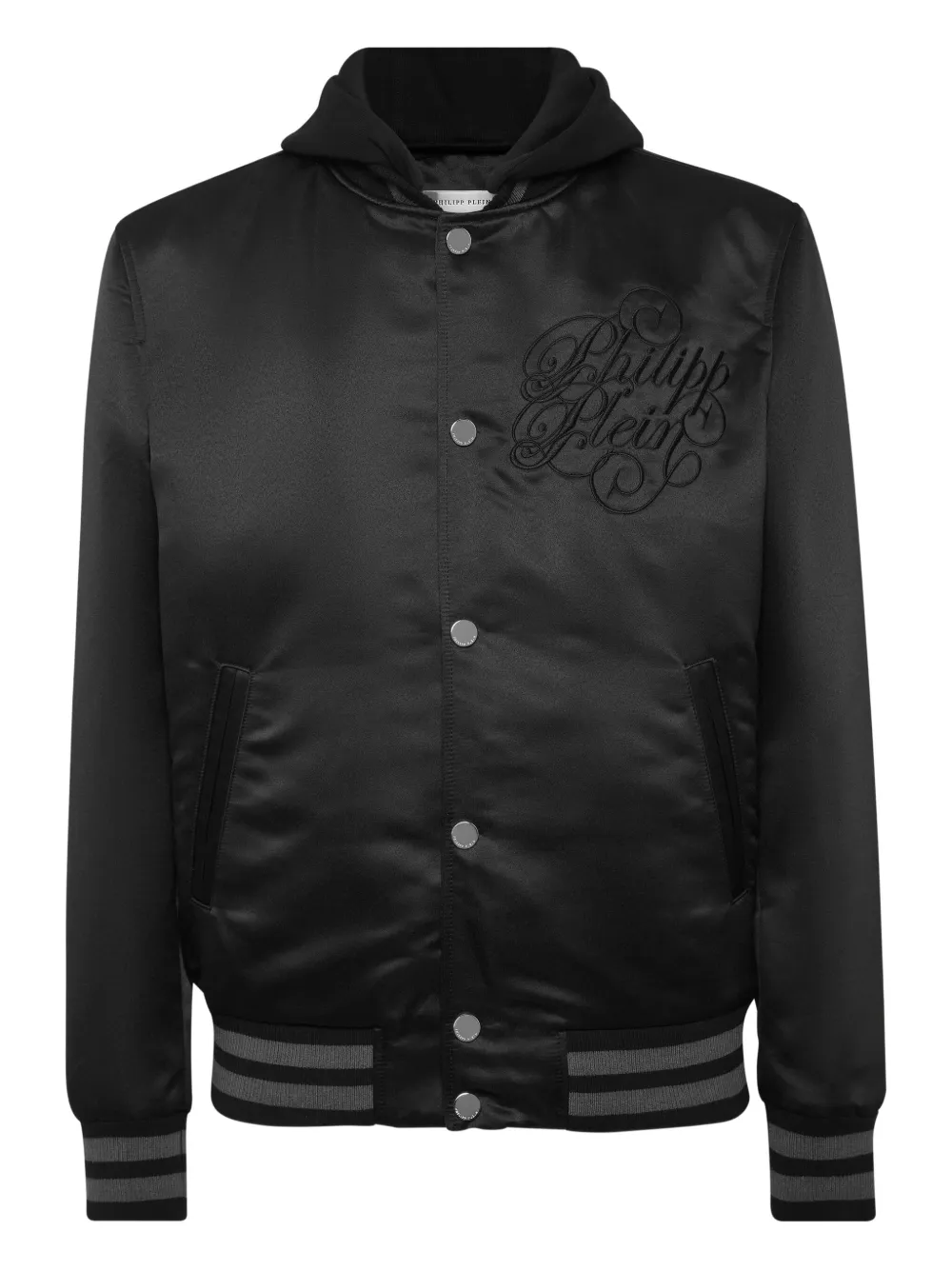 Philipp Plein Signature satijnen bomberjack Zwart
