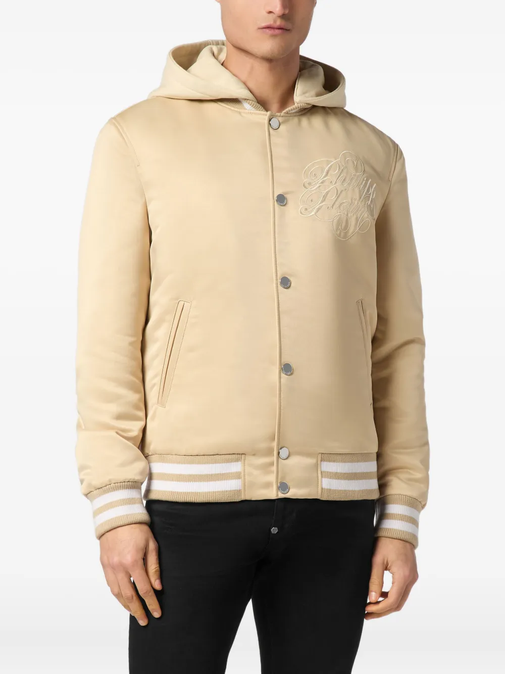 Philipp Plein Bomberjack met geborduurd logo Beige