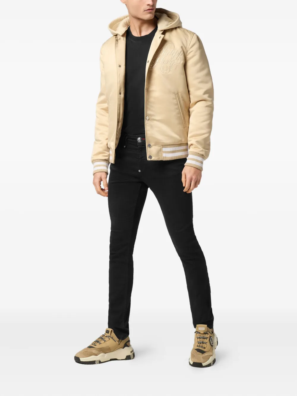 Philipp Plein Bomberjack met geborduurd logo Beige