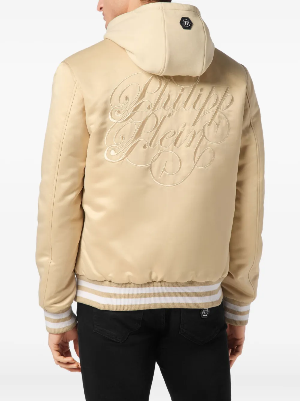 Philipp Plein Bomberjack met geborduurd logo Beige