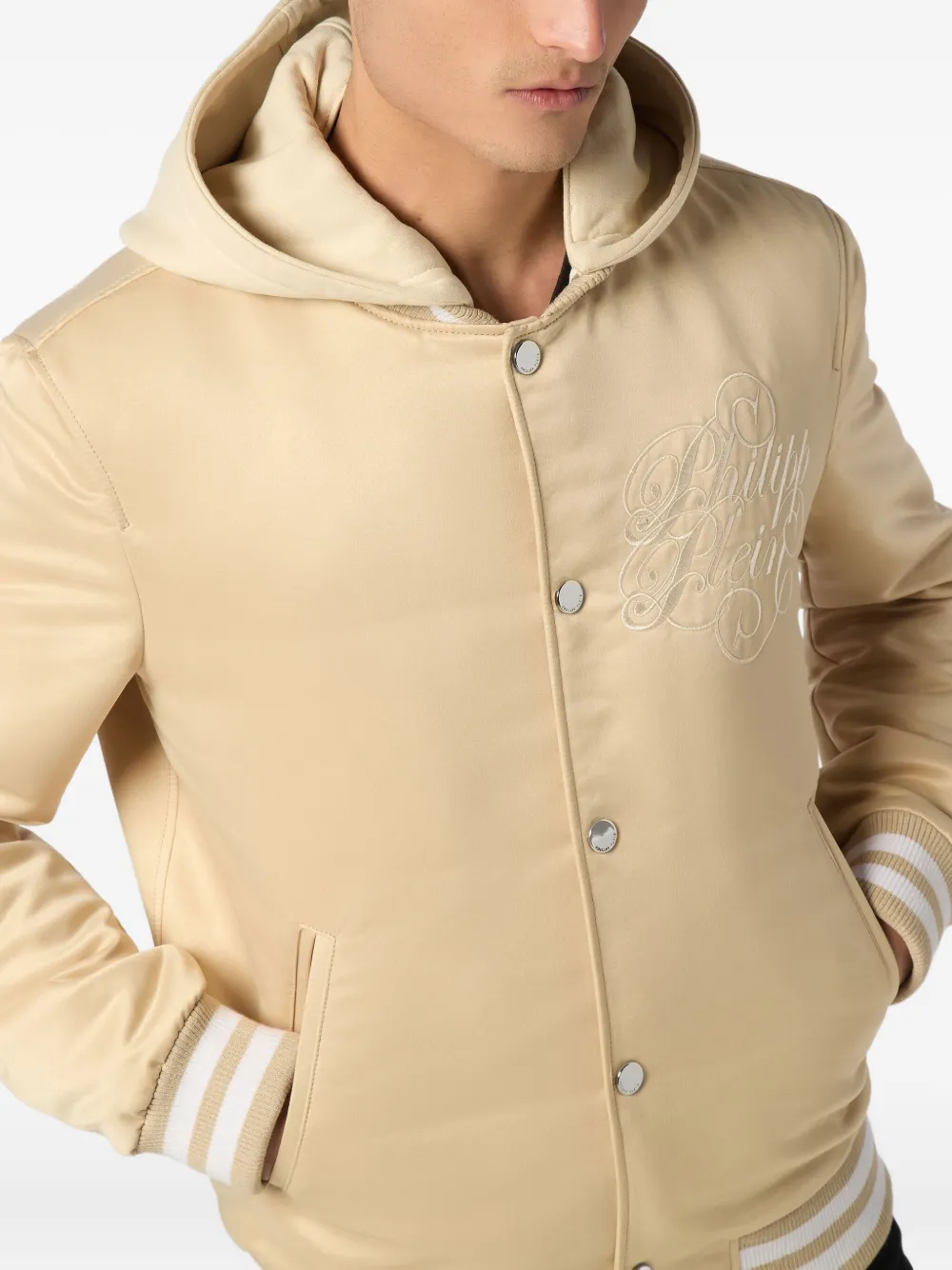 Philipp Plein Bomberjack met geborduurd logo Beige