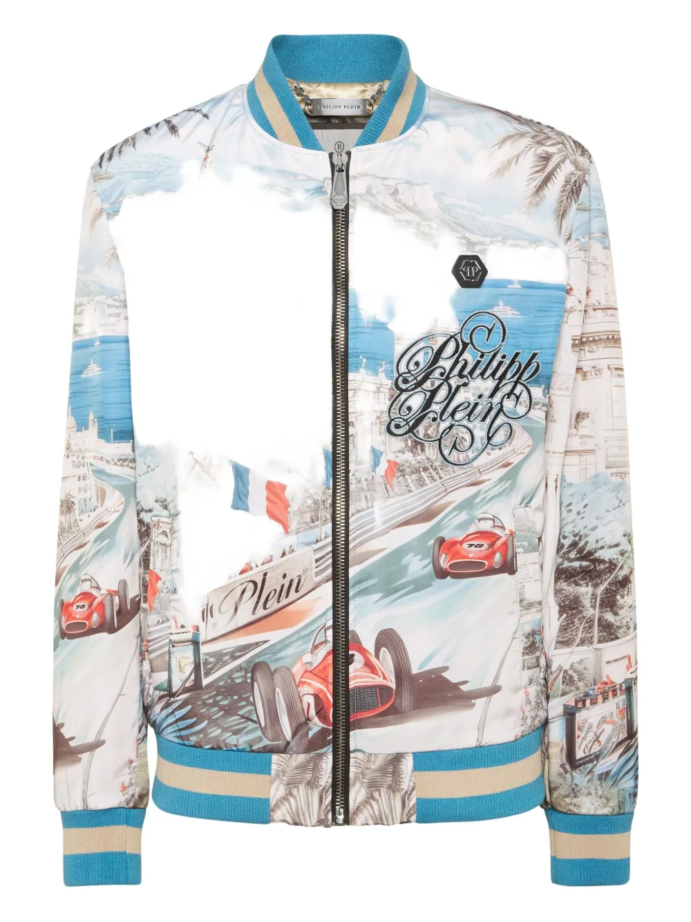 Philipp Plein Monaco Cote d'Azur satijnen bomberjack Wit