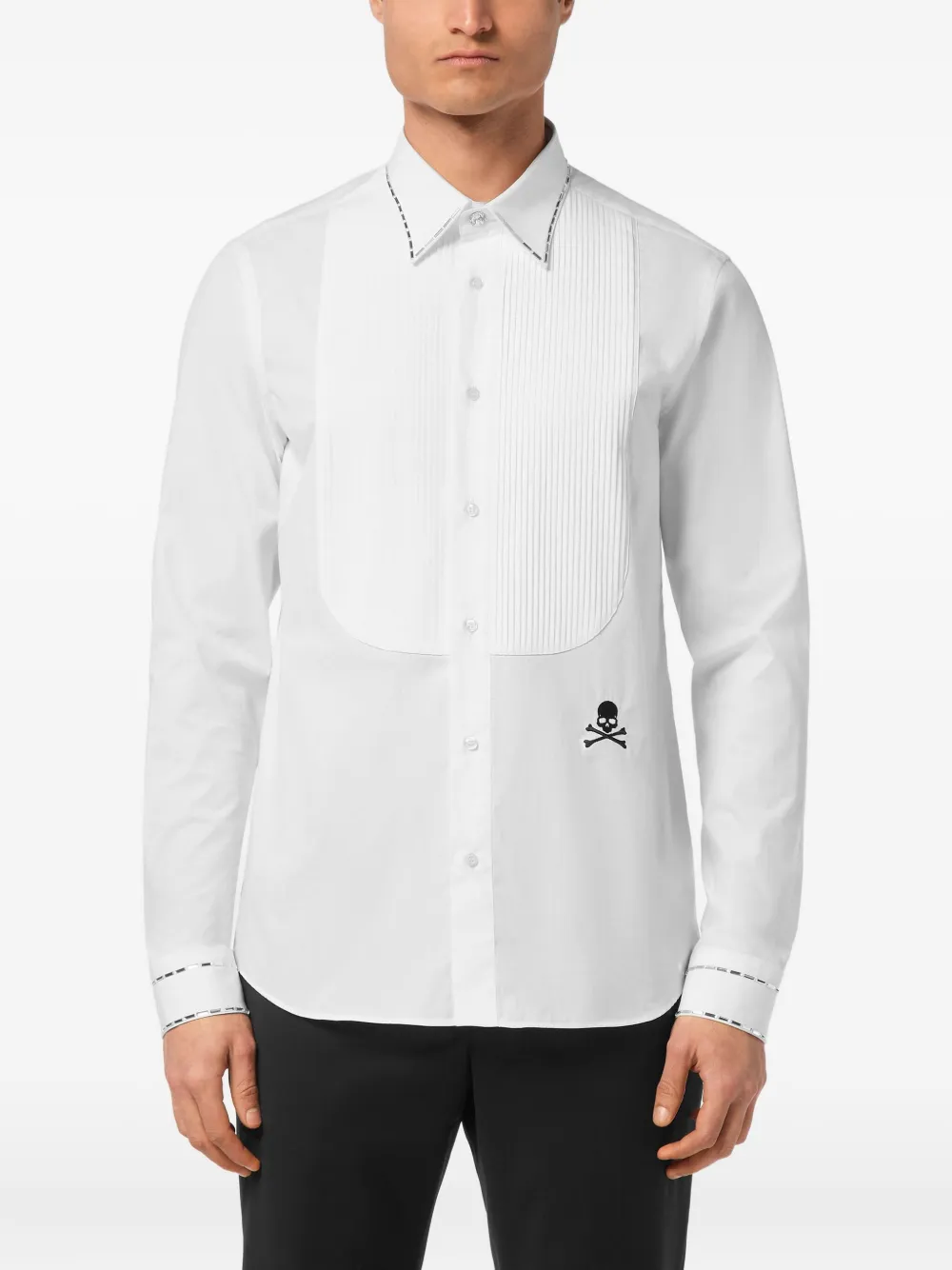 Philipp Plein Overhemd met uitgesneden details en kristallen Wit