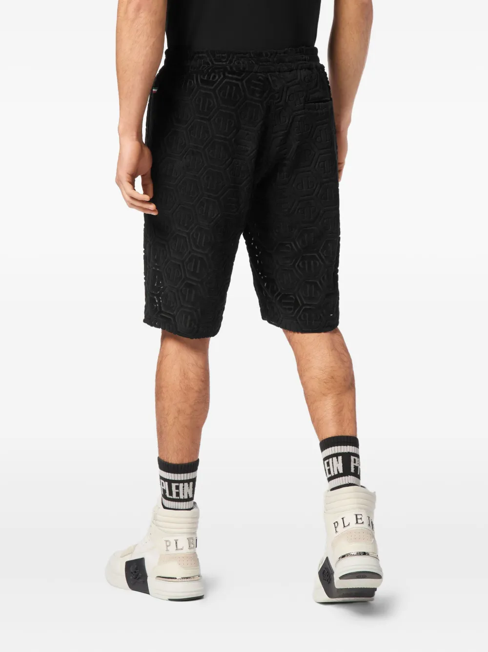 Philipp Plein Shorts met zeshoekig logo Zwart
