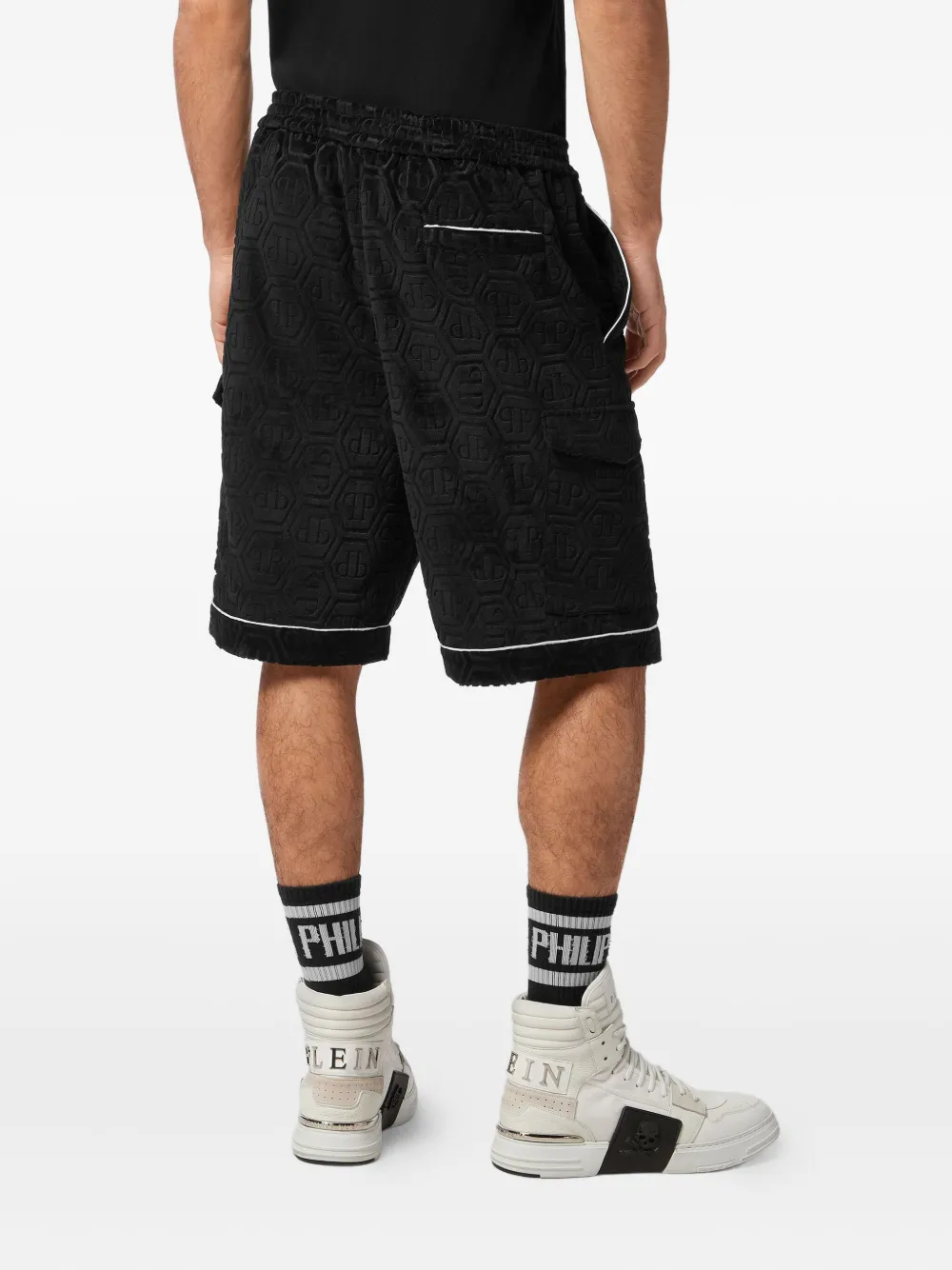 Philipp Plein Zwembroek met monogram-patroon Zwart
