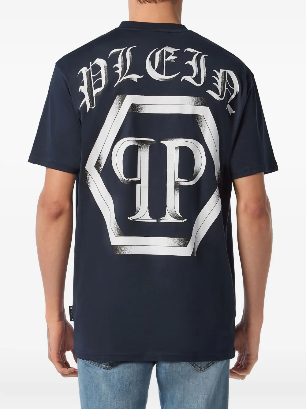 Philipp Plein T-shirt met Hexagon-logo Blauw