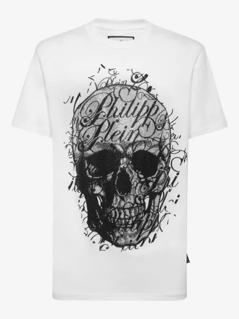 Philipp Plein Skull Coursive-embellished T-shirt