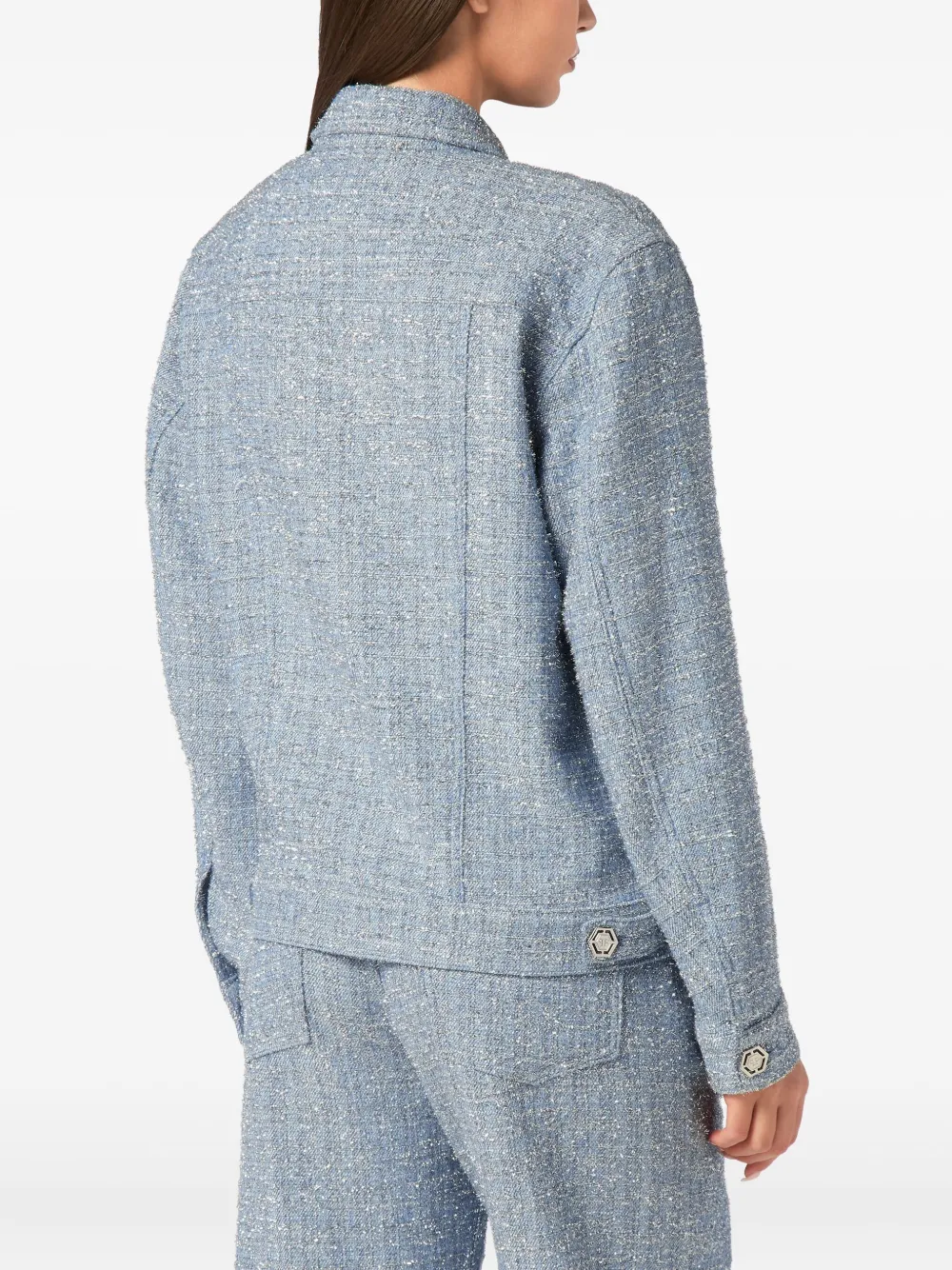 Shop Philipp Plein Tweed Cropped Jacket