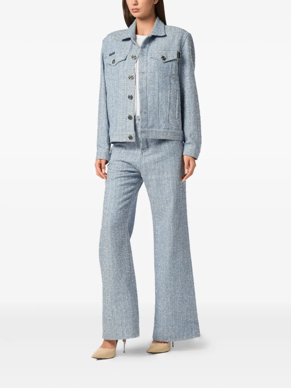 Shop Philipp Plein Tweed Cropped Jacket