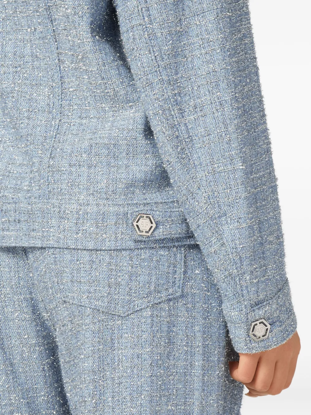 Shop Philipp Plein Tweed Cropped Jacket