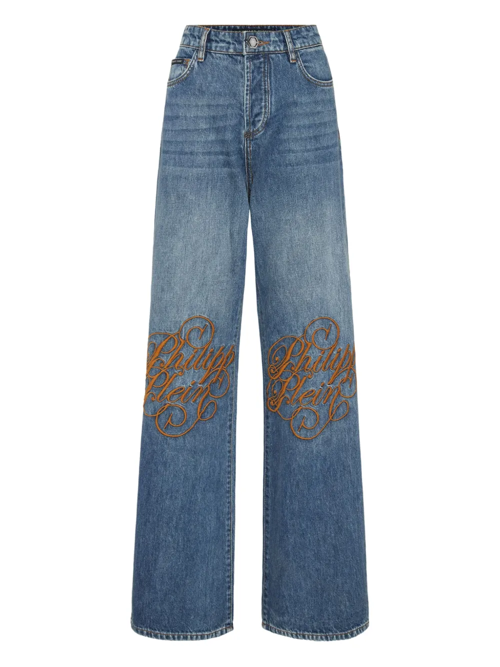 Philipp Plein Jeans met geborduurd logo Blauw