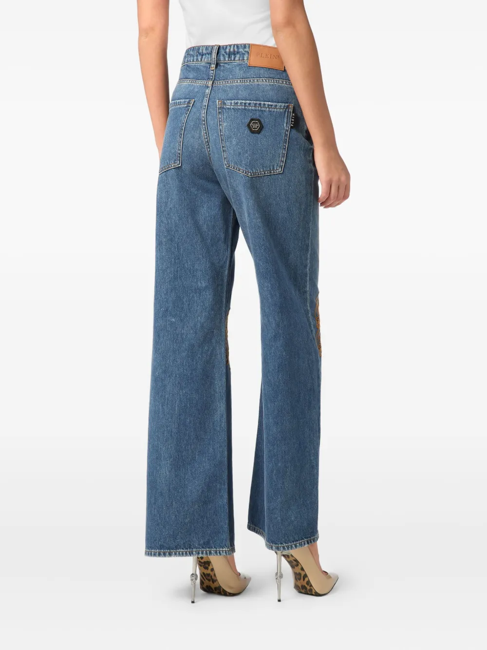Philipp Plein Jeans met geborduurd logo Blauw