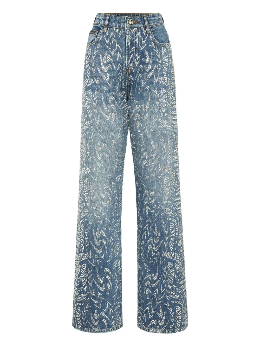 Philipp Plein rhinestone-embellished jeans Blauw