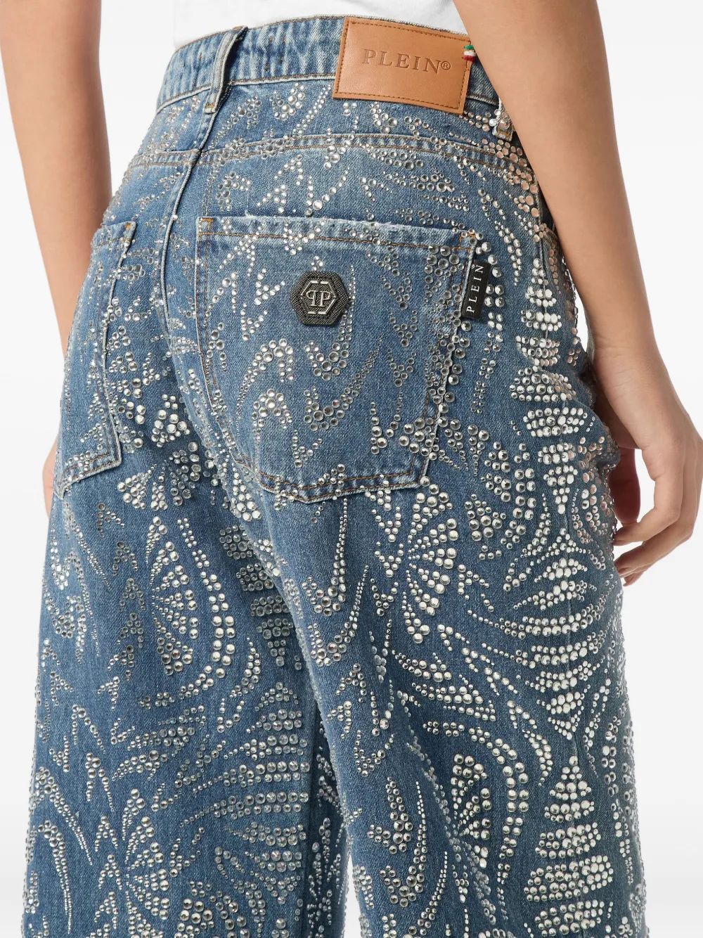 Philipp Plein rhinestone-embellished jeans Blauw