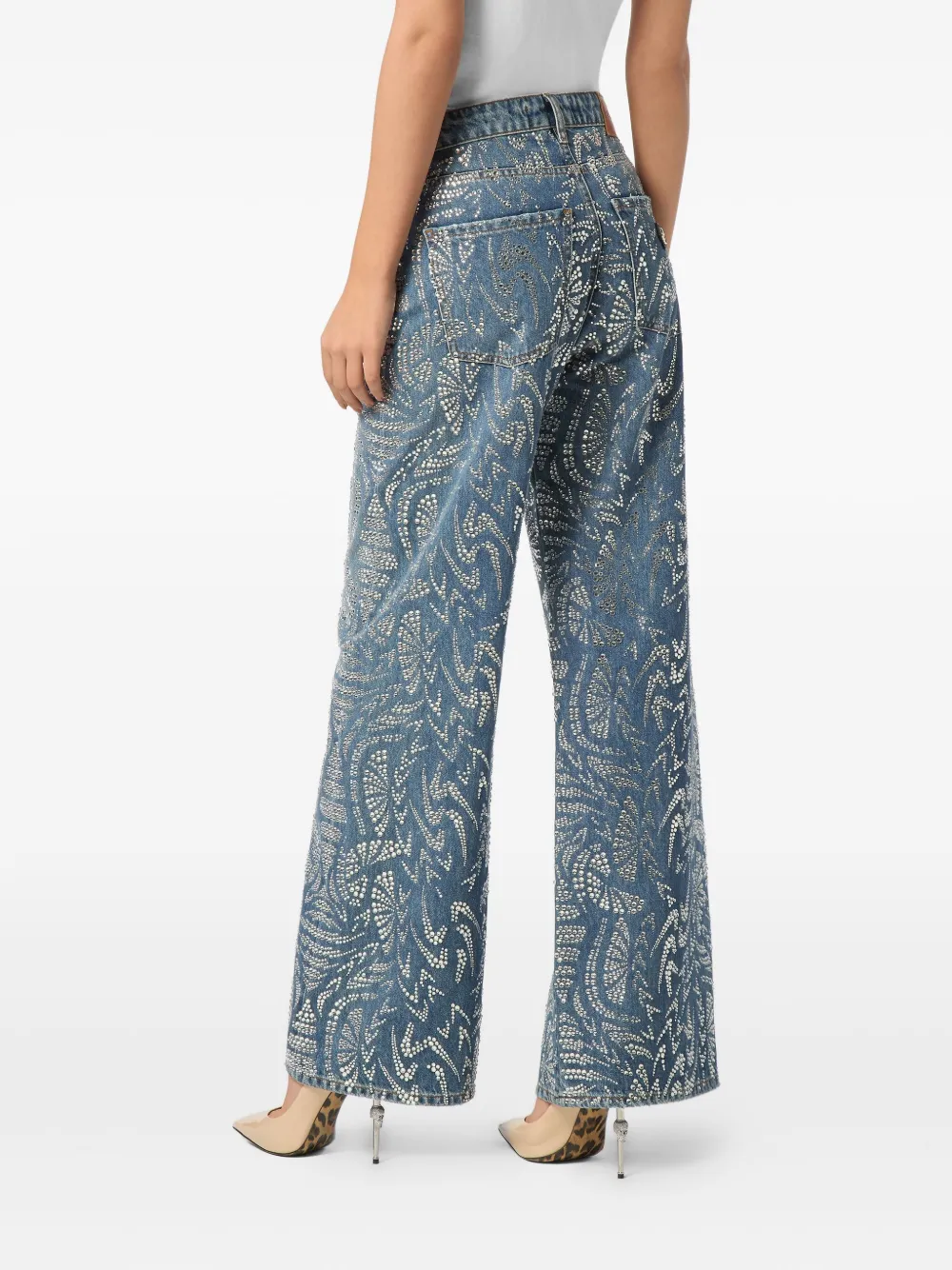 Philipp Plein rhinestone-embellished jeans Blauw