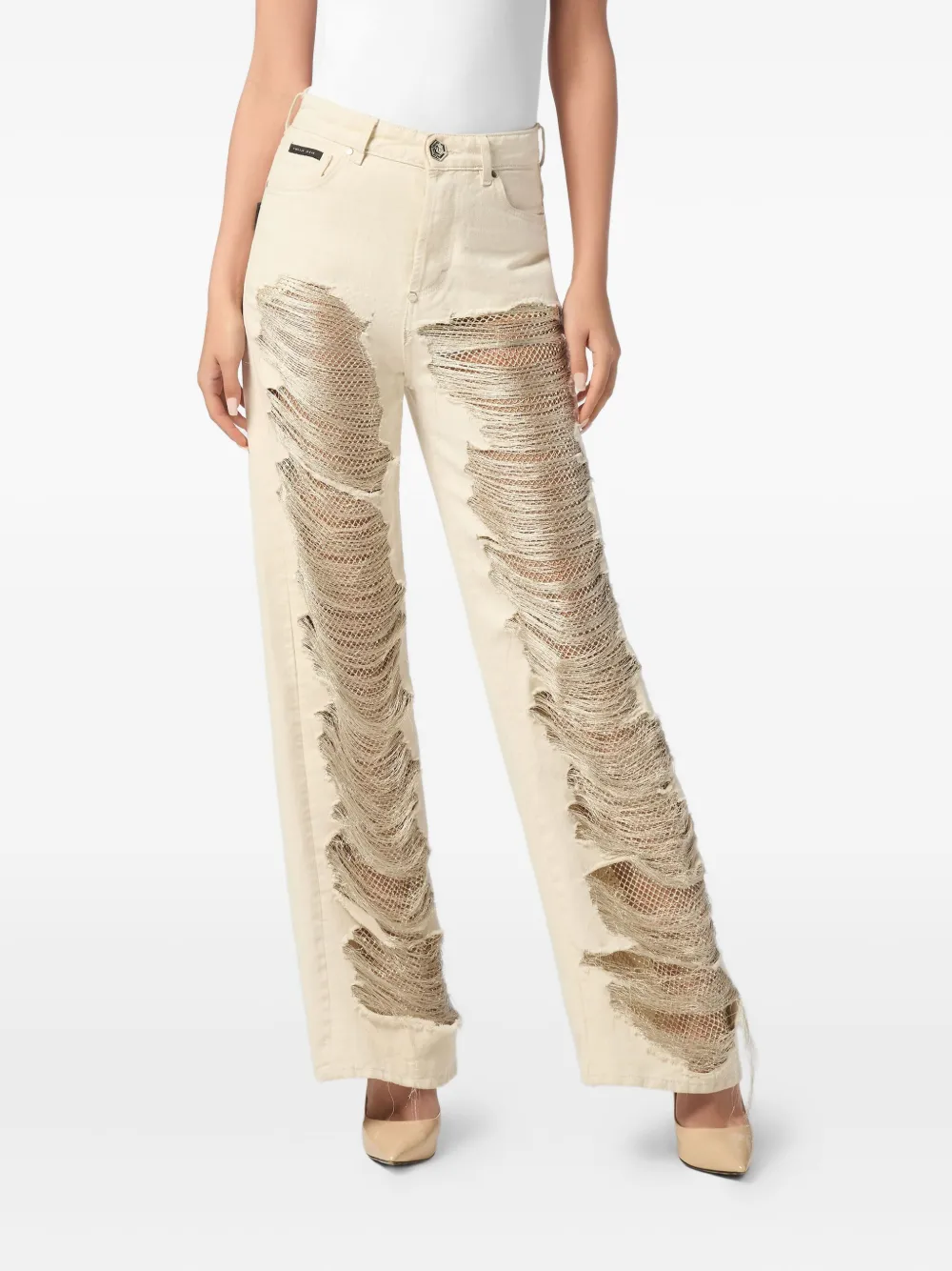 Philipp Plein Jeans met gescheurd-effect Beige
