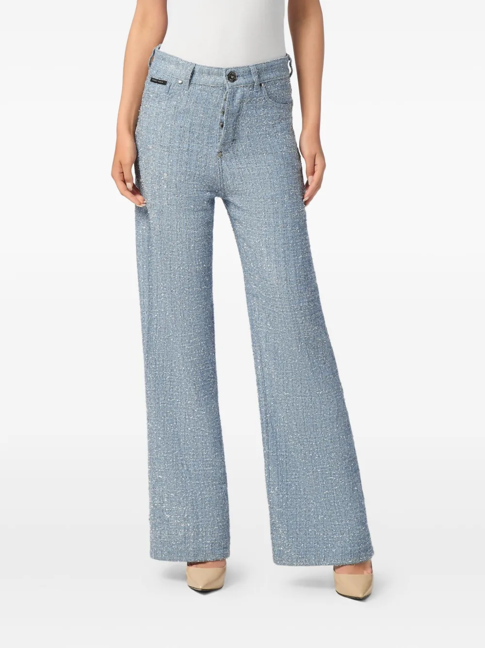 PHILIPP PLEIN TWEED WIDE-LEG JEANS 