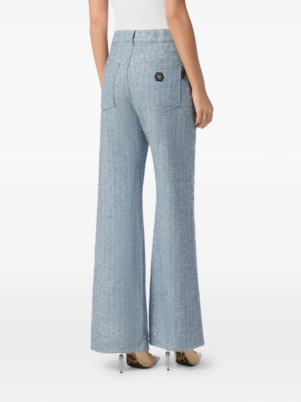 PHILIPP PLEIN TWEED WIDE-LEG JEANS 