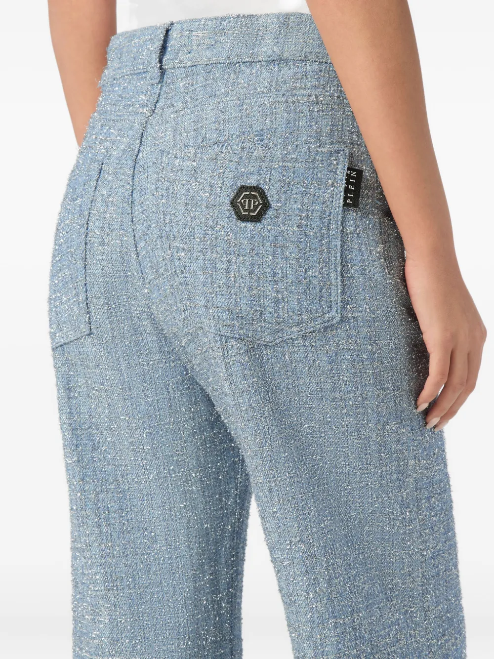 Shop Philipp Plein Tweed Wide-leg Jeans