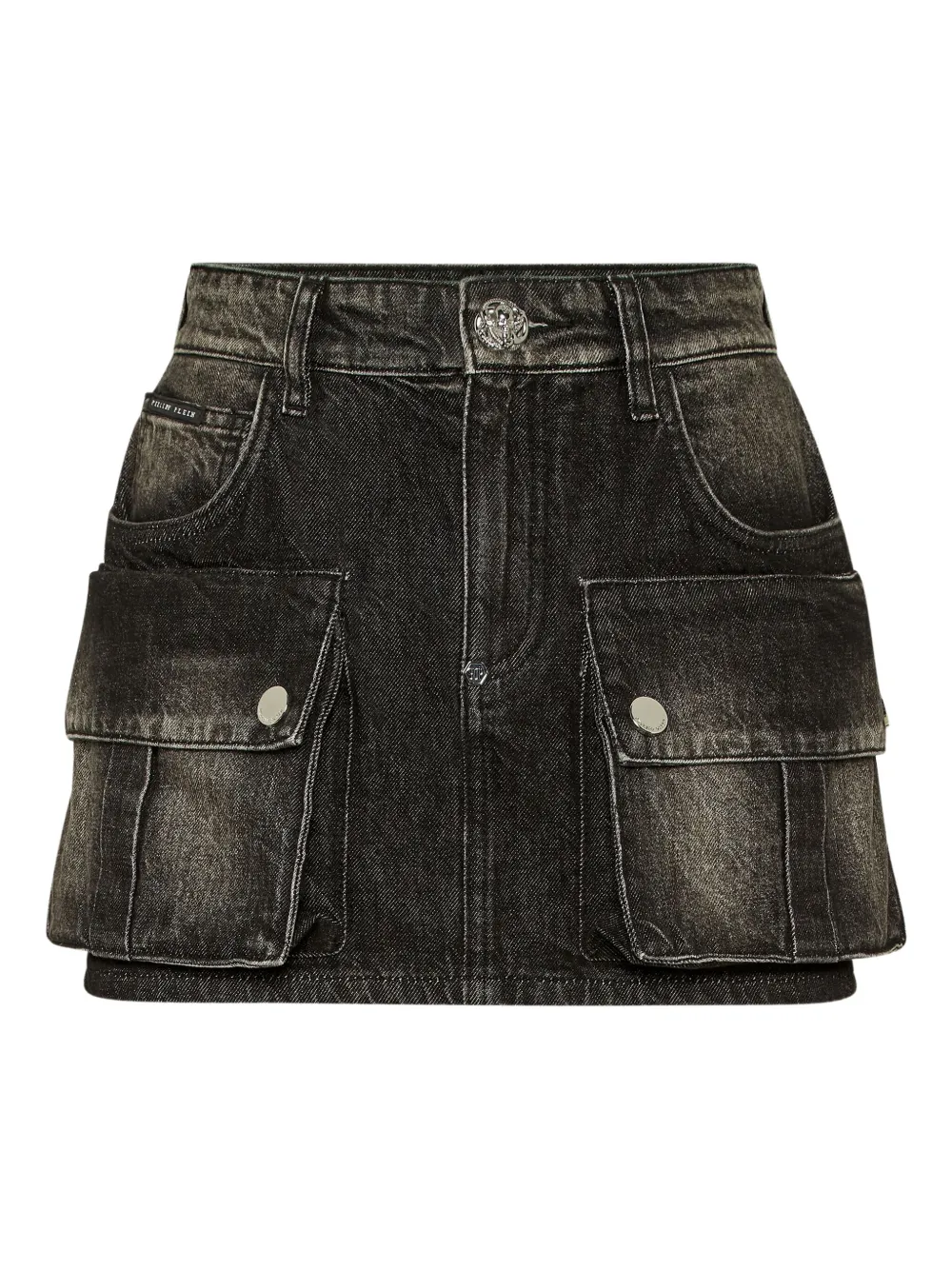 Philipp Plein cargo-pocket denim skirt Zwart