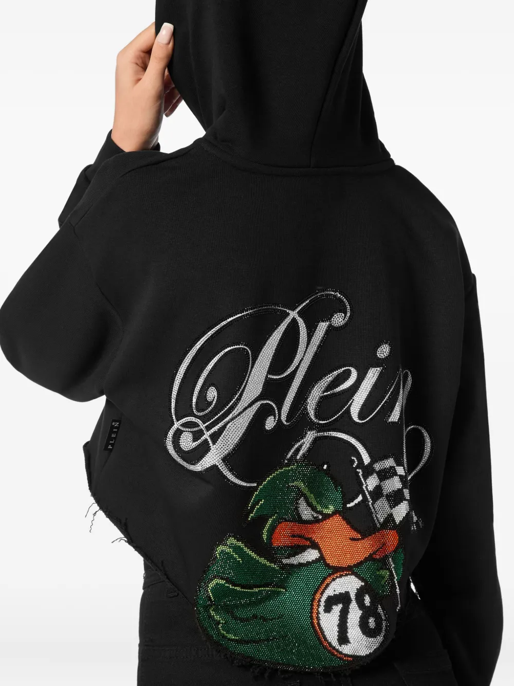 Philipp Plein Cropped hoodie Zwart