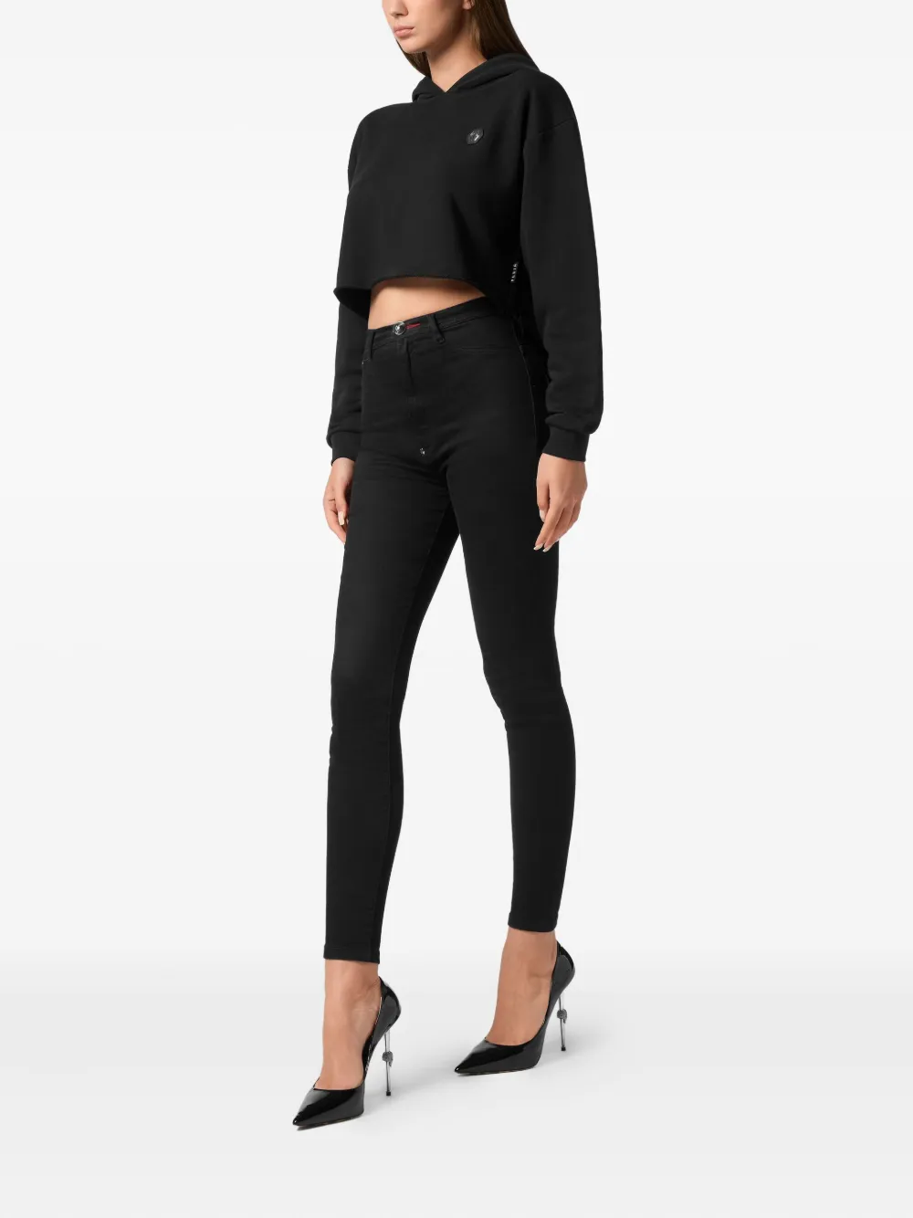Philipp Plein Cropped hoodie Zwart