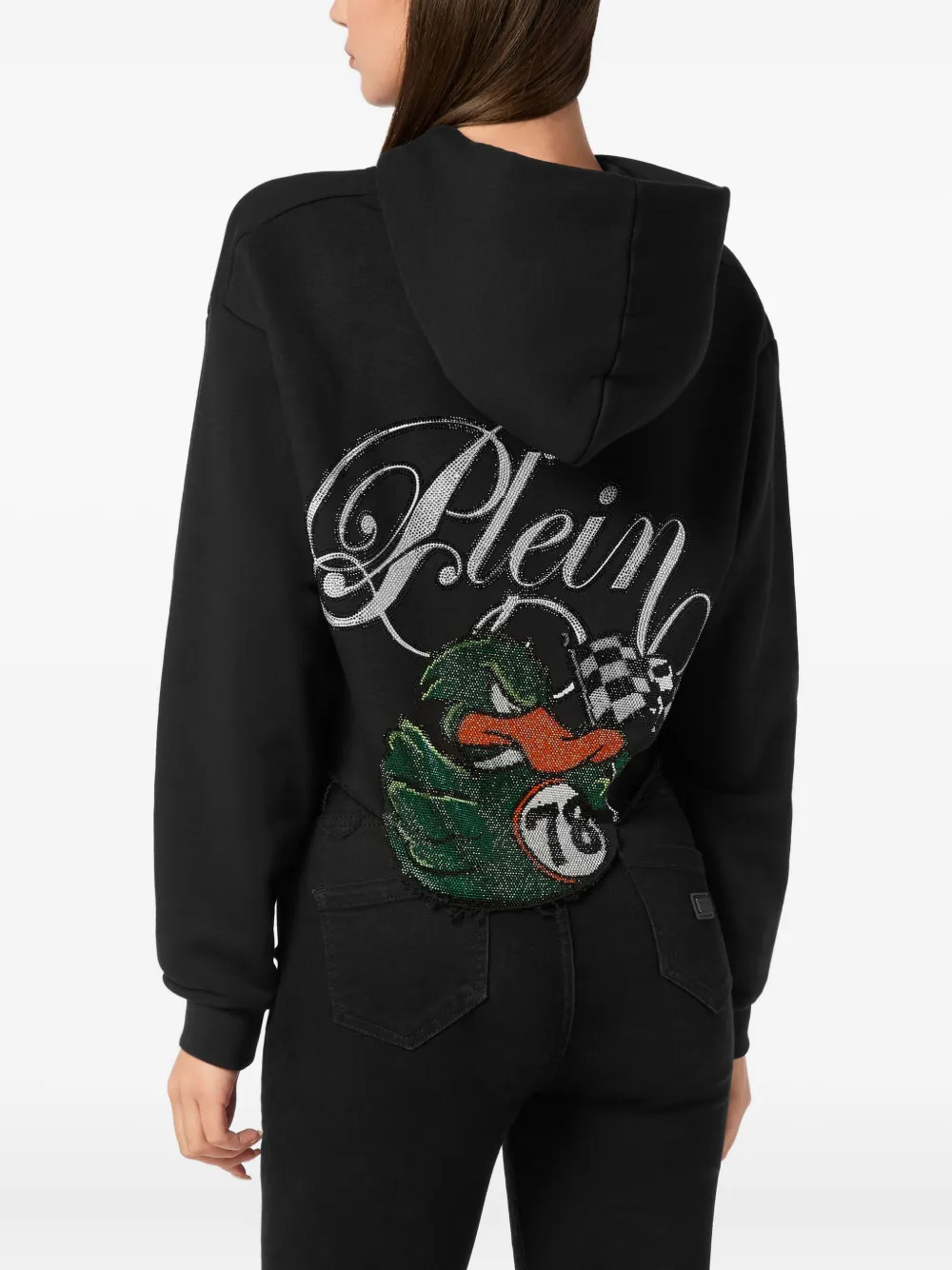Philipp Plein Cropped hoodie Zwart