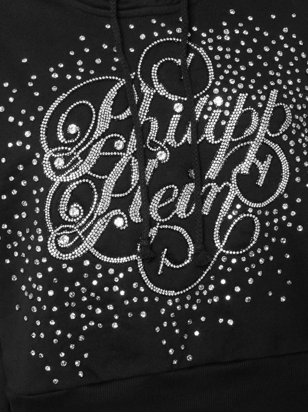 Philipp Plein Sweater verfraaid met kristallen logo en capuchon Zwart