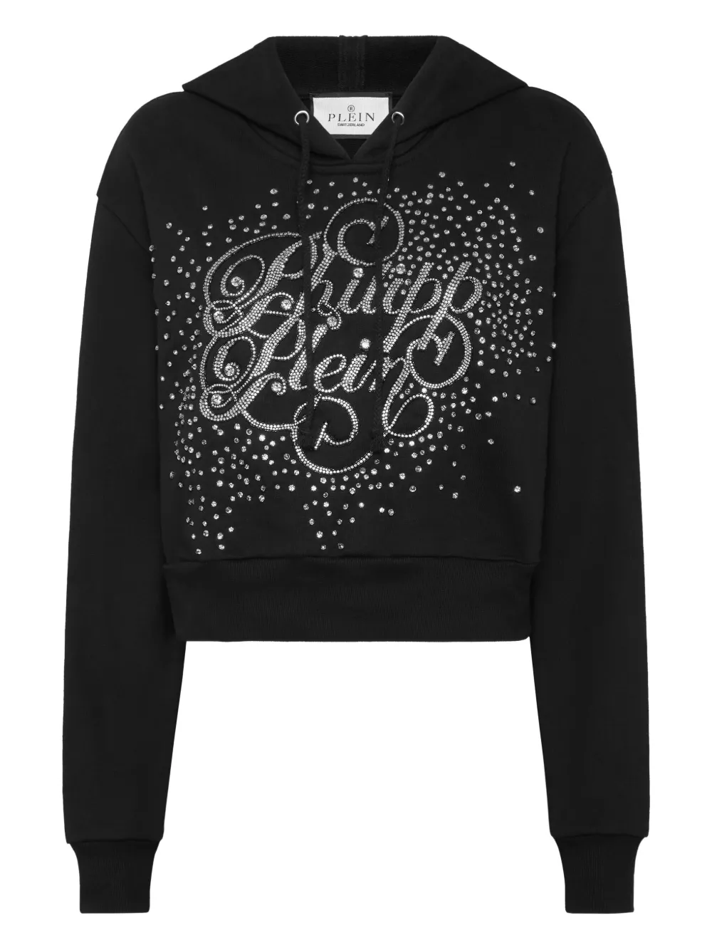 Philipp Plein crystal-embellished logo hoodie sweatshirt | Black | Image 1