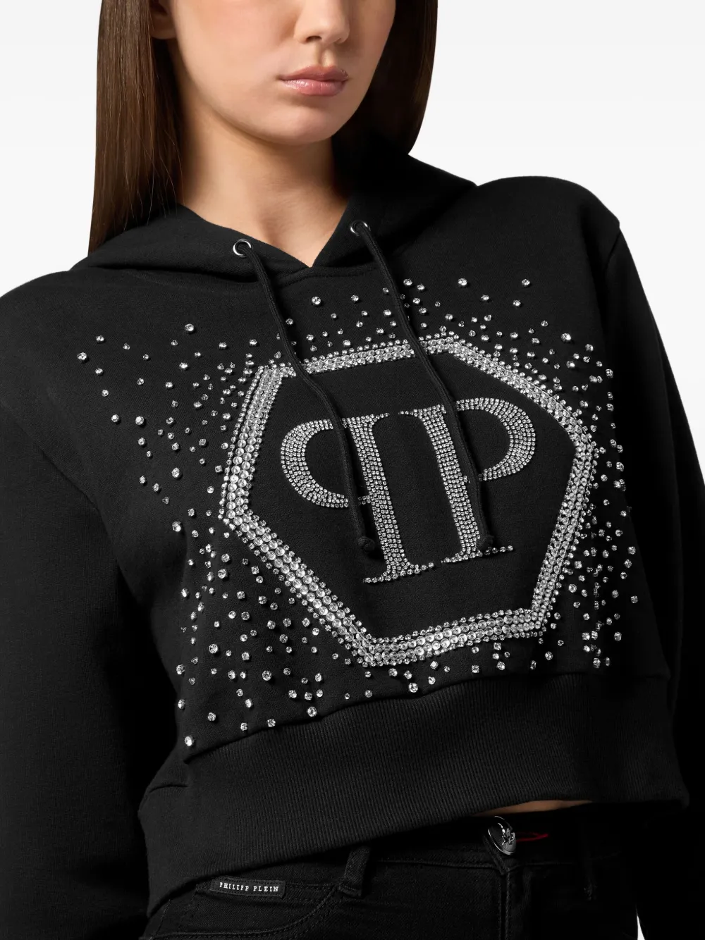 Philipp Plein Venice Beach cropped strass hoodie Zwart