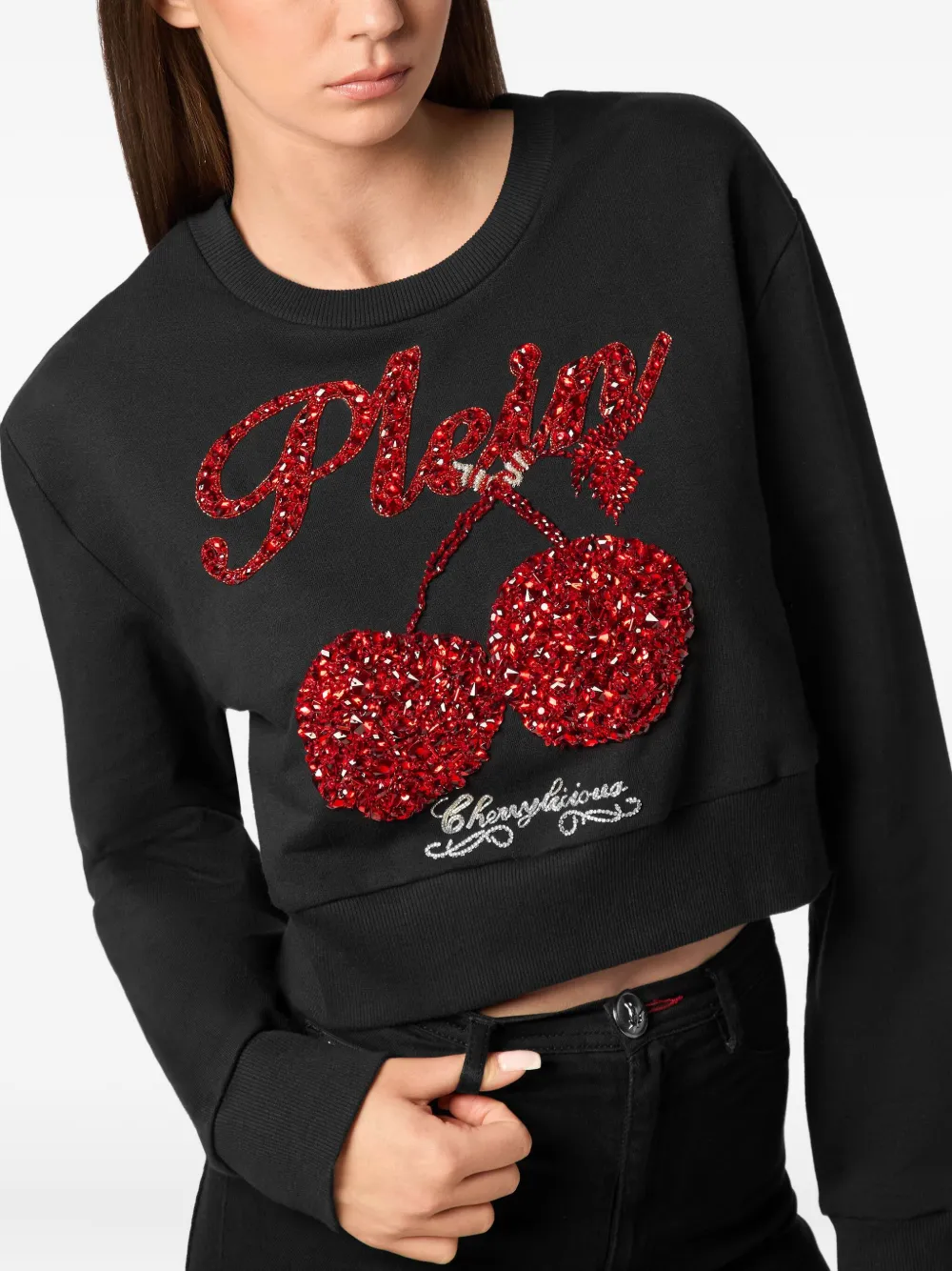 Philipp Plein Sweater verfraaid met kersen Zwart