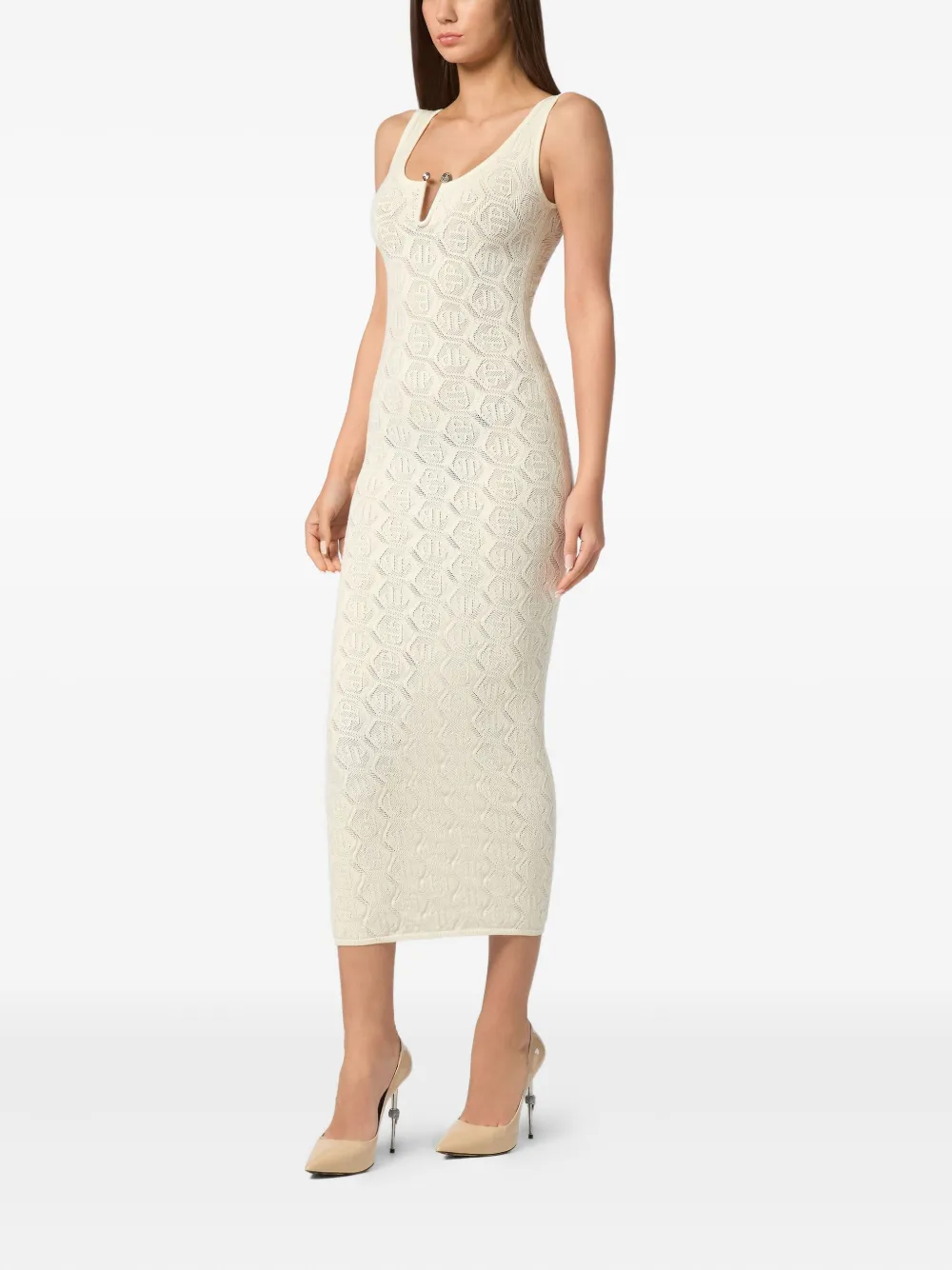 Philipp Plein Midi-jurk met monogram Wit