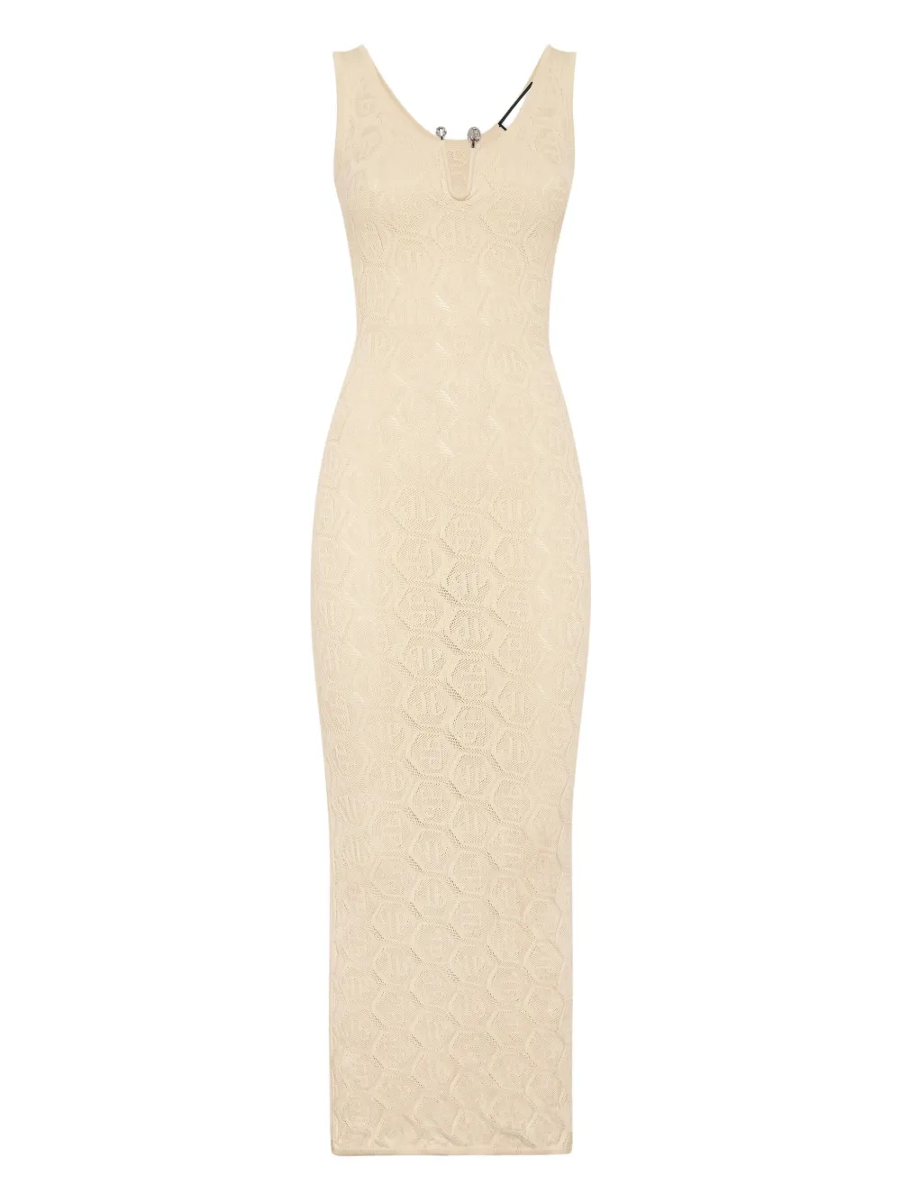Philipp Plein monogram midi dress Beige