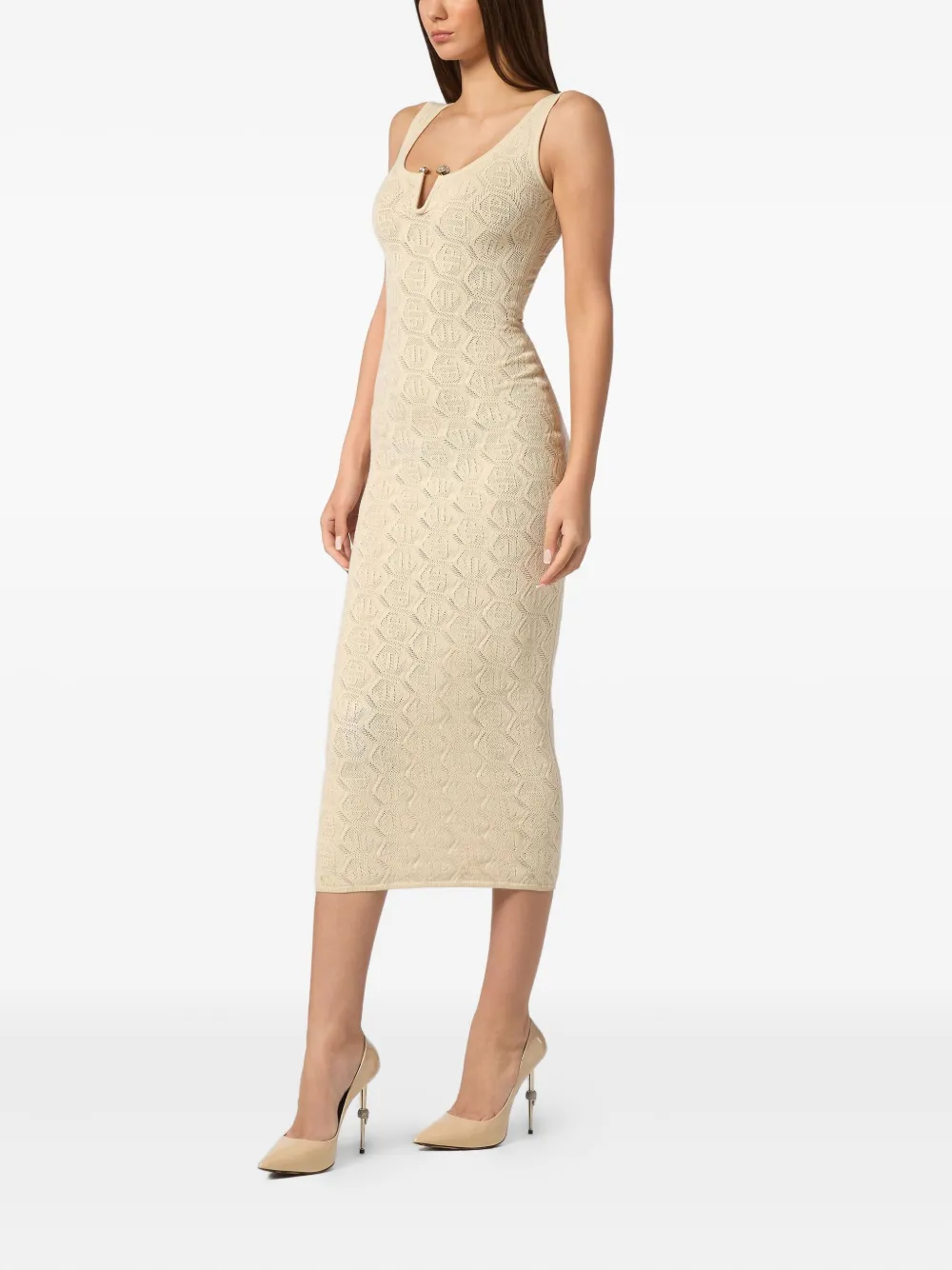 Philipp Plein monogram midi dress - Beige