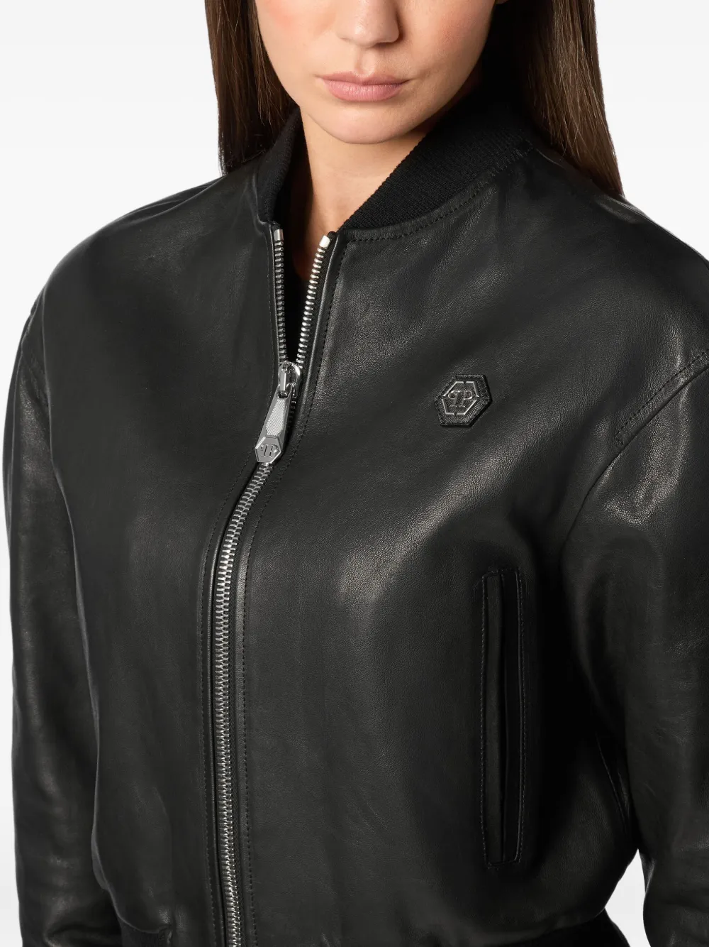 Philipp Plein Cropped bomberjack Zwart