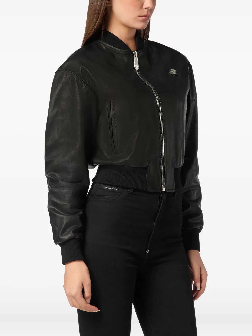 Philipp Plein Cropped bomberjack Zwart