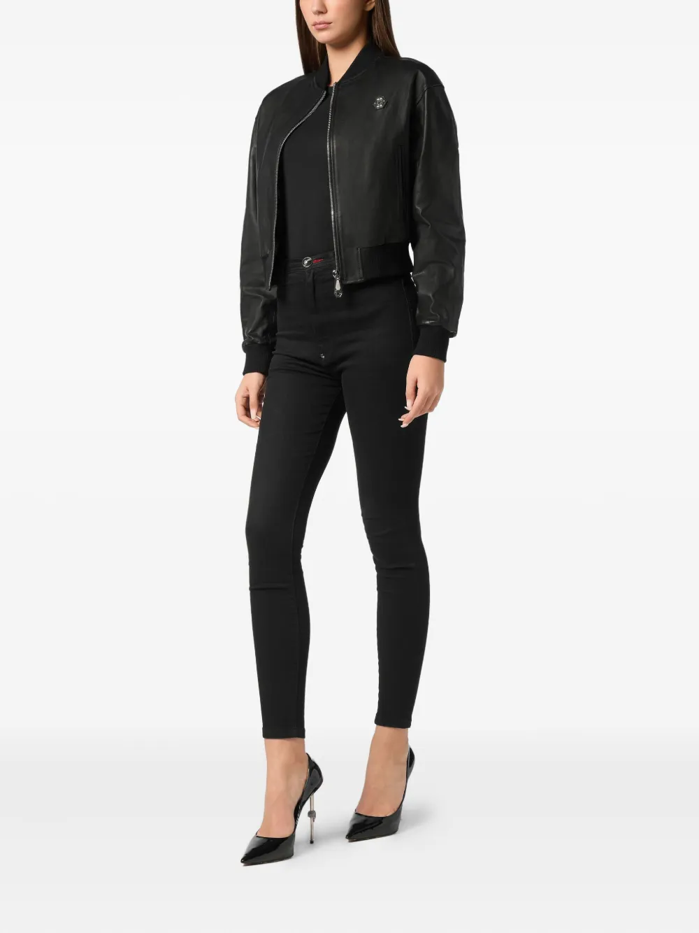 Philipp Plein Cropped bomberjack Zwart