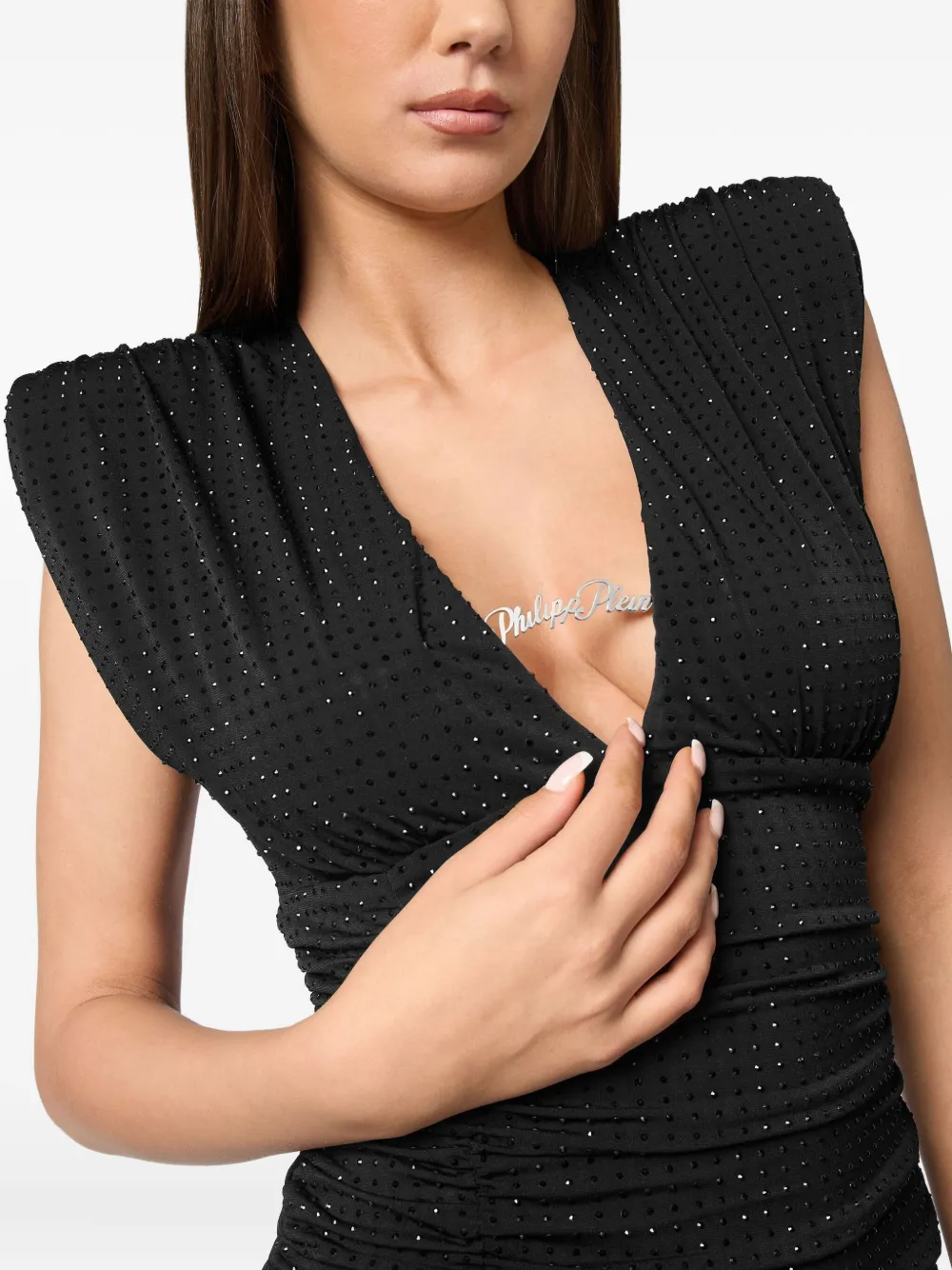 Shop Philipp Plein Jersey Mini Dress In Black