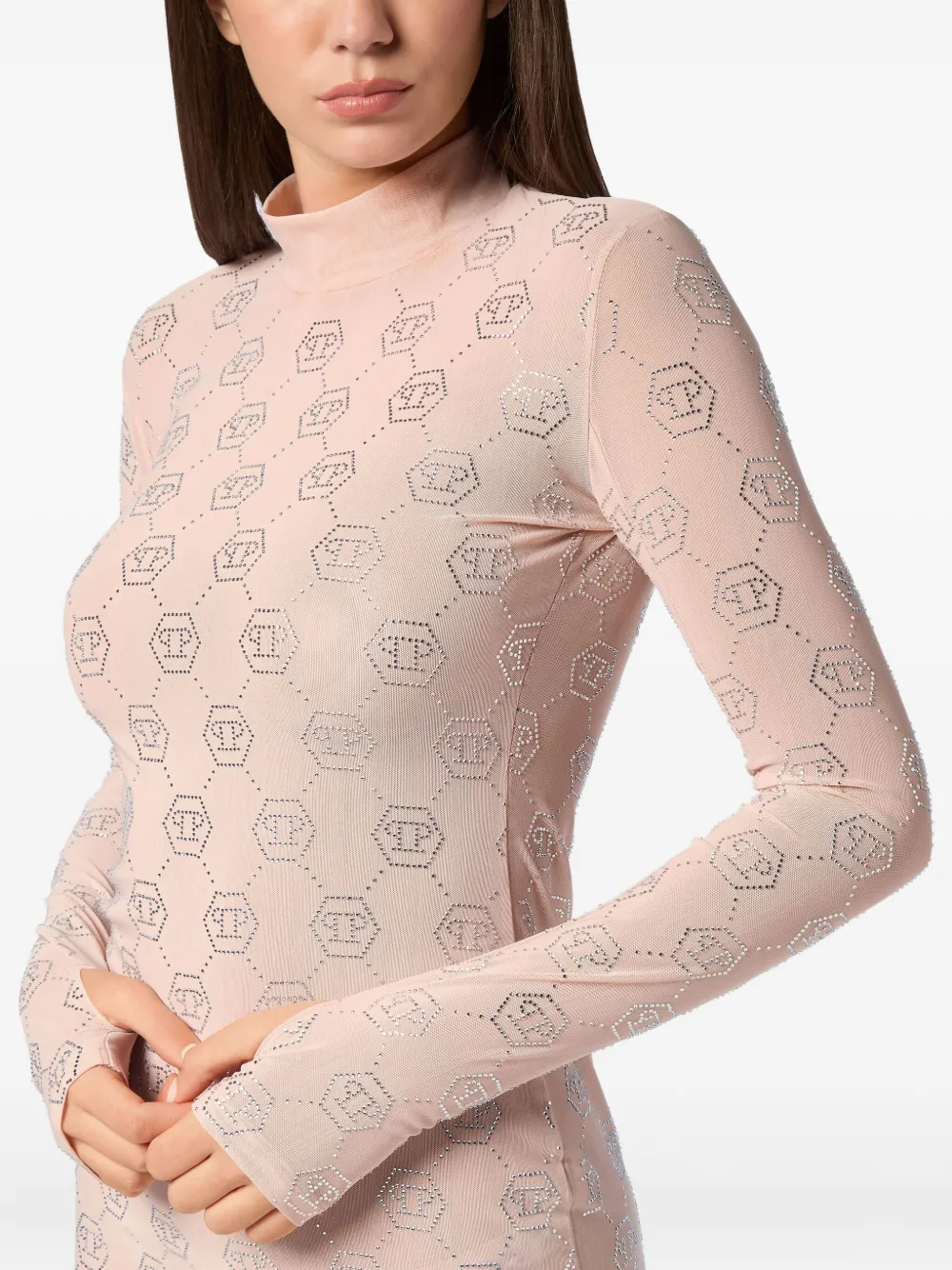 Philipp Plein Jersey jurk met monogram Roze