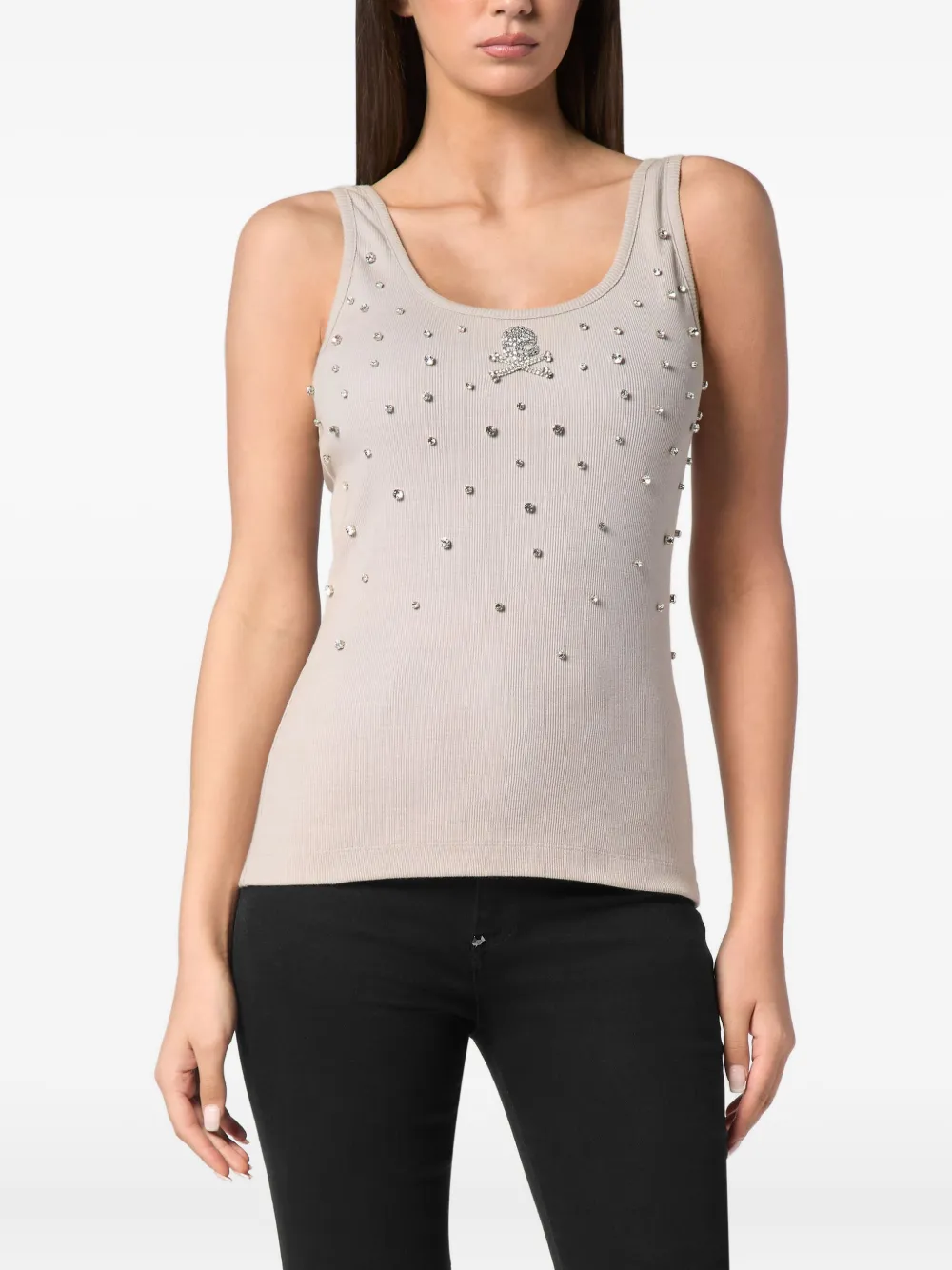 Philipp Plein rhinestone-embellished top Grijs