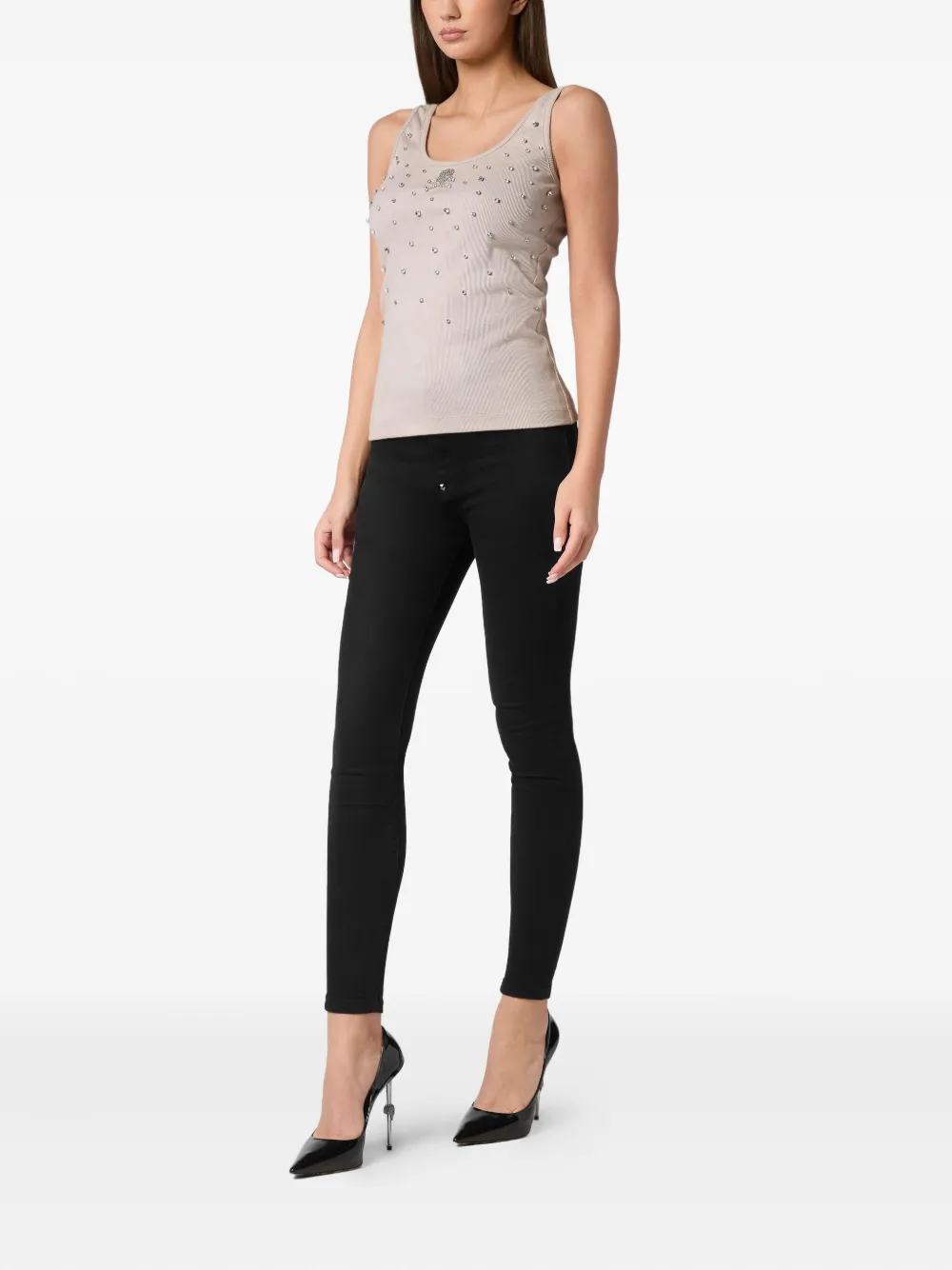 Philipp Plein rhinestone-embellished top Grijs