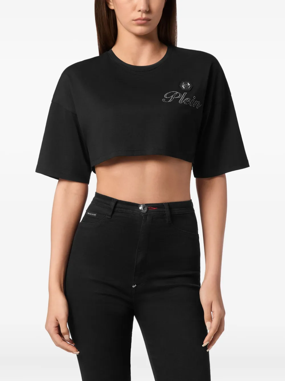 Philipp Plein T-shirt verfraaid met stras Zwart