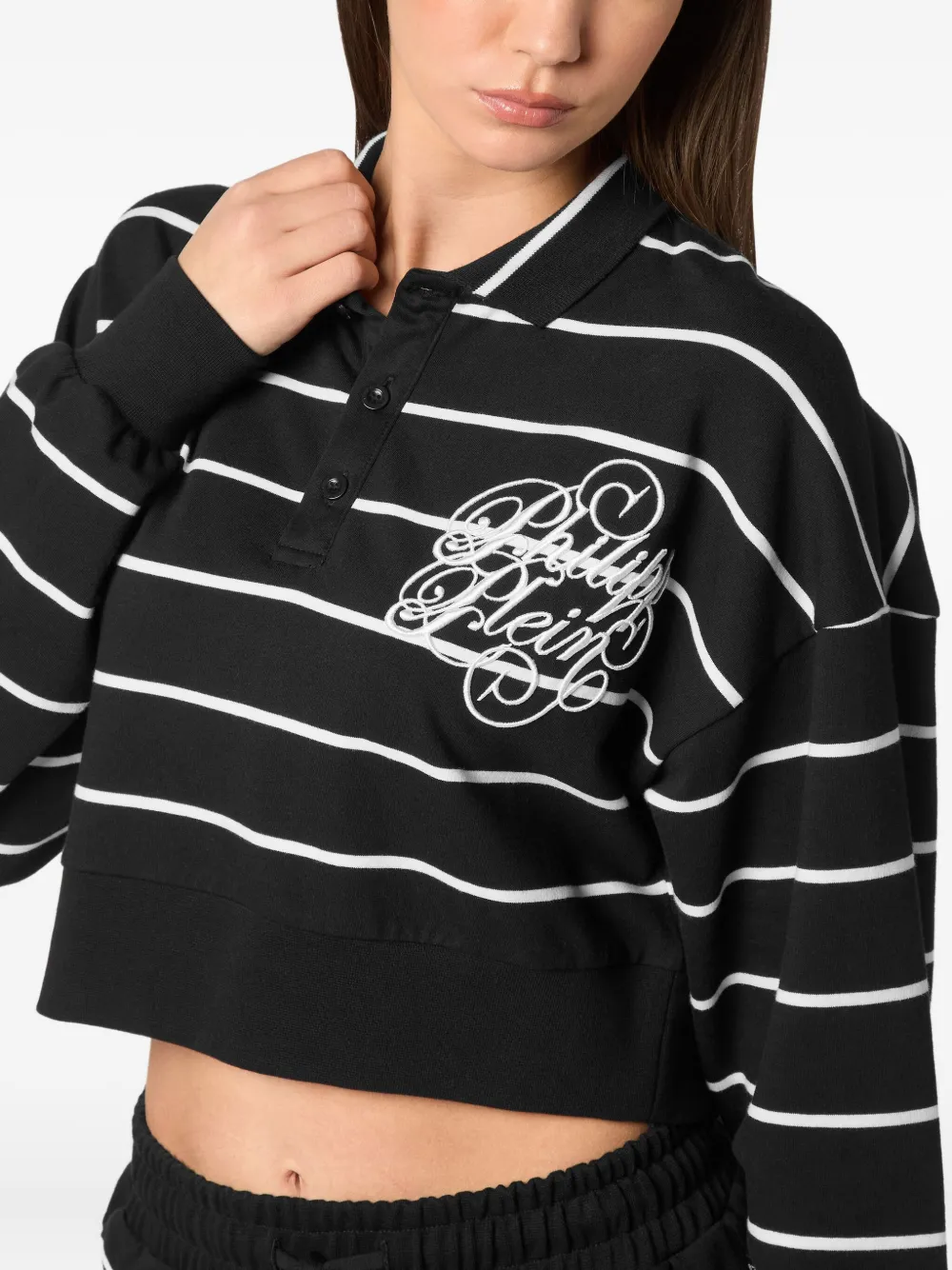 PHILIPP PLEIN STRIPED POLO SHIRT