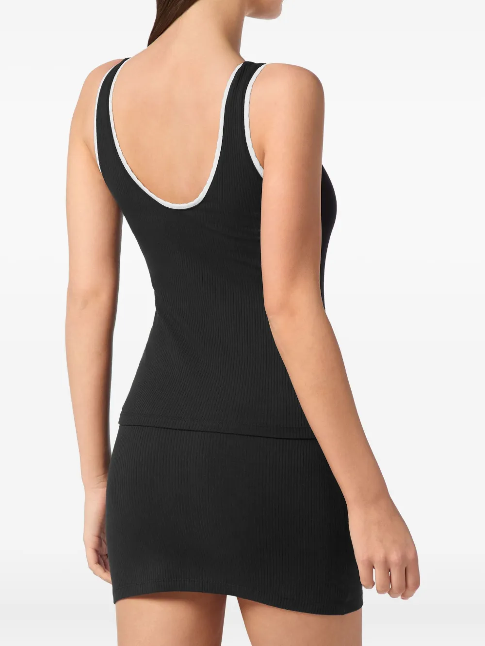 Shop Philipp Plein Ribbed Tank Top In Black