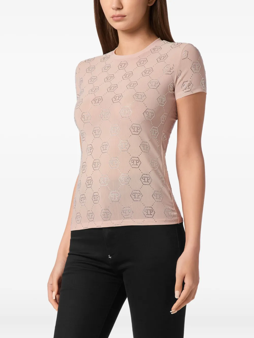 PHILIPP PLEIN PURE MONOGRAM STRASS T-SHIRT