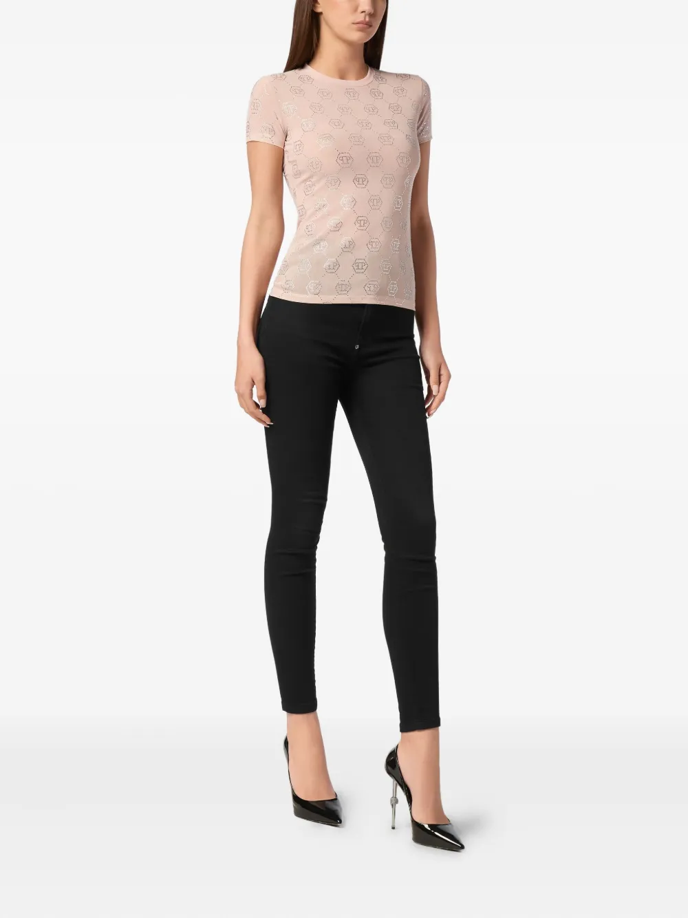 PHILIPP PLEIN PURE MONOGRAM STRASS T-SHIRT