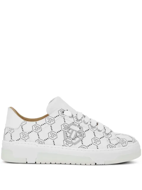 Philipp Plein monogram-pattern leather sneakers 