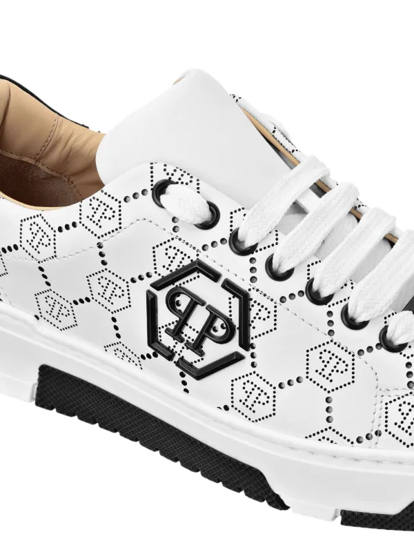 Philipp Plein Monogram Leather Sneakers | White | FARFETCH